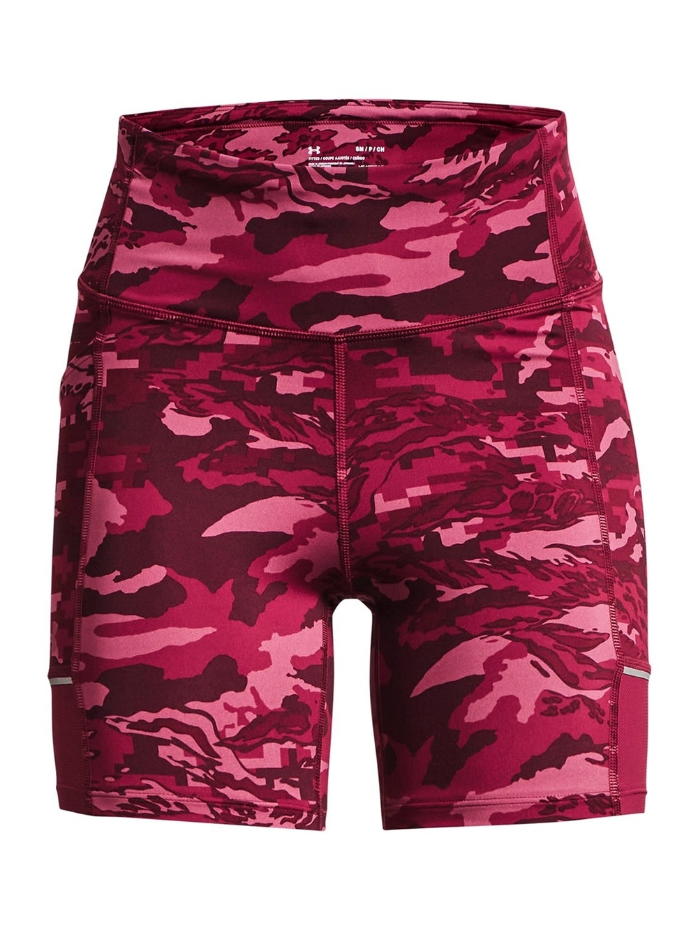 Under Armour Women's Fly Fast 3.0 Shorts in a pink wildflower camo print